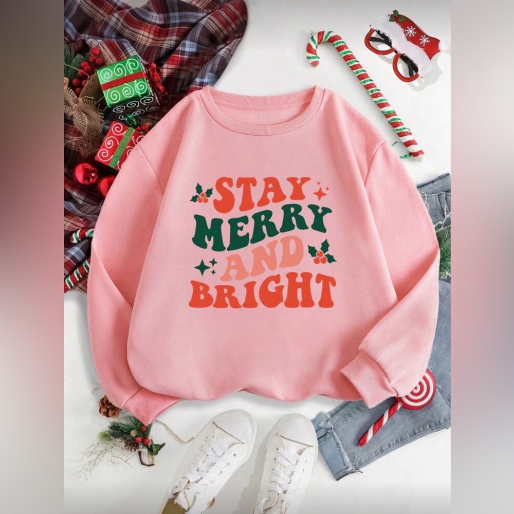 Stay Merry and Bright Pink Sweatshirt